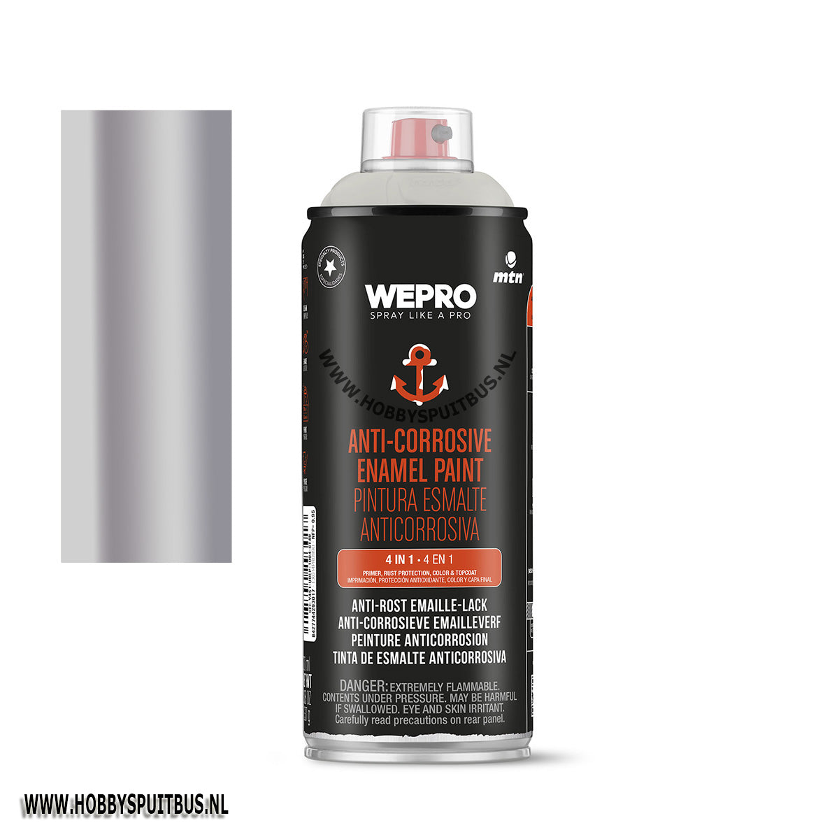 Spuitbus anti roest verf Ral 9006 aluminium MTN WEPRO