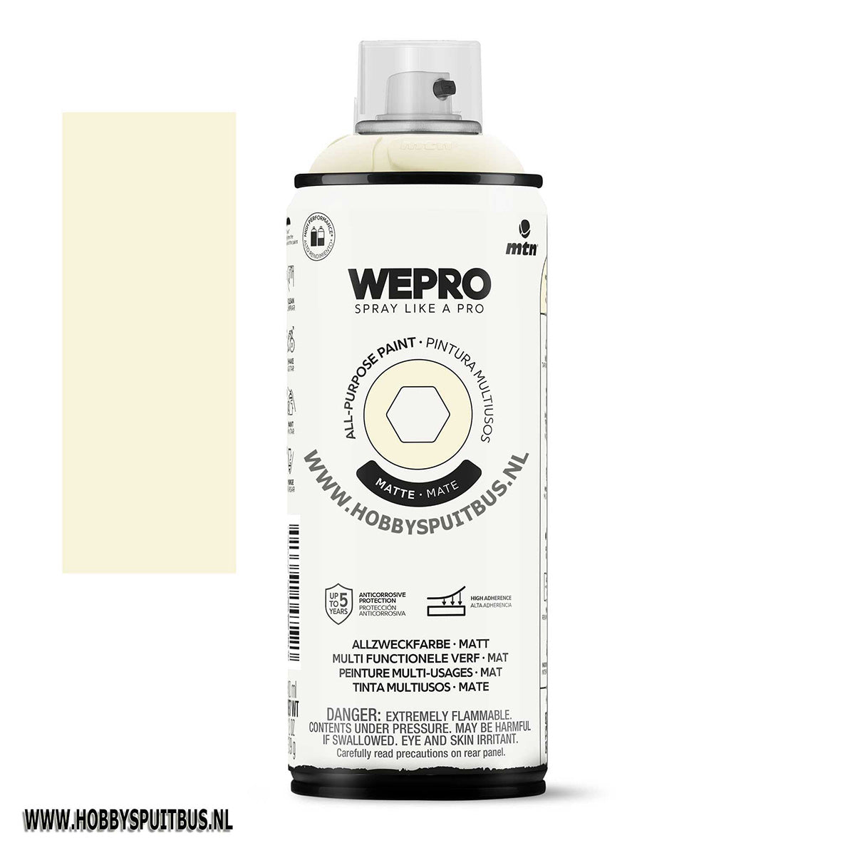 Spuitbus Mozzerella Wit Mat MTN WEPRO 400 ml
