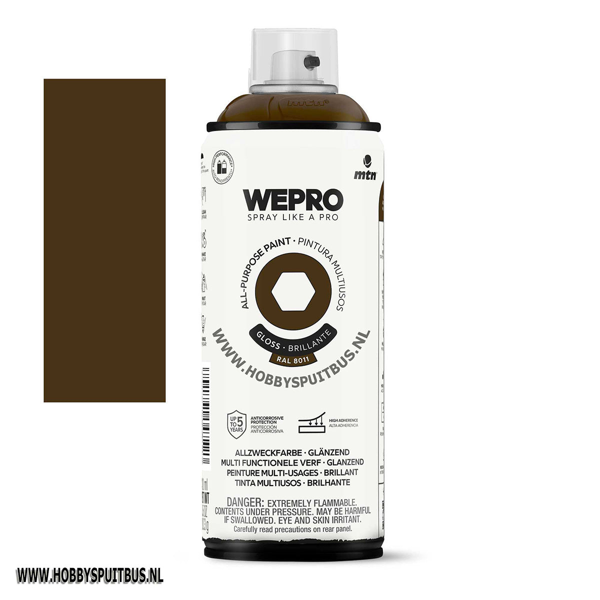 Spuitbus Ral 8011 Bruin 400 ml Glossy