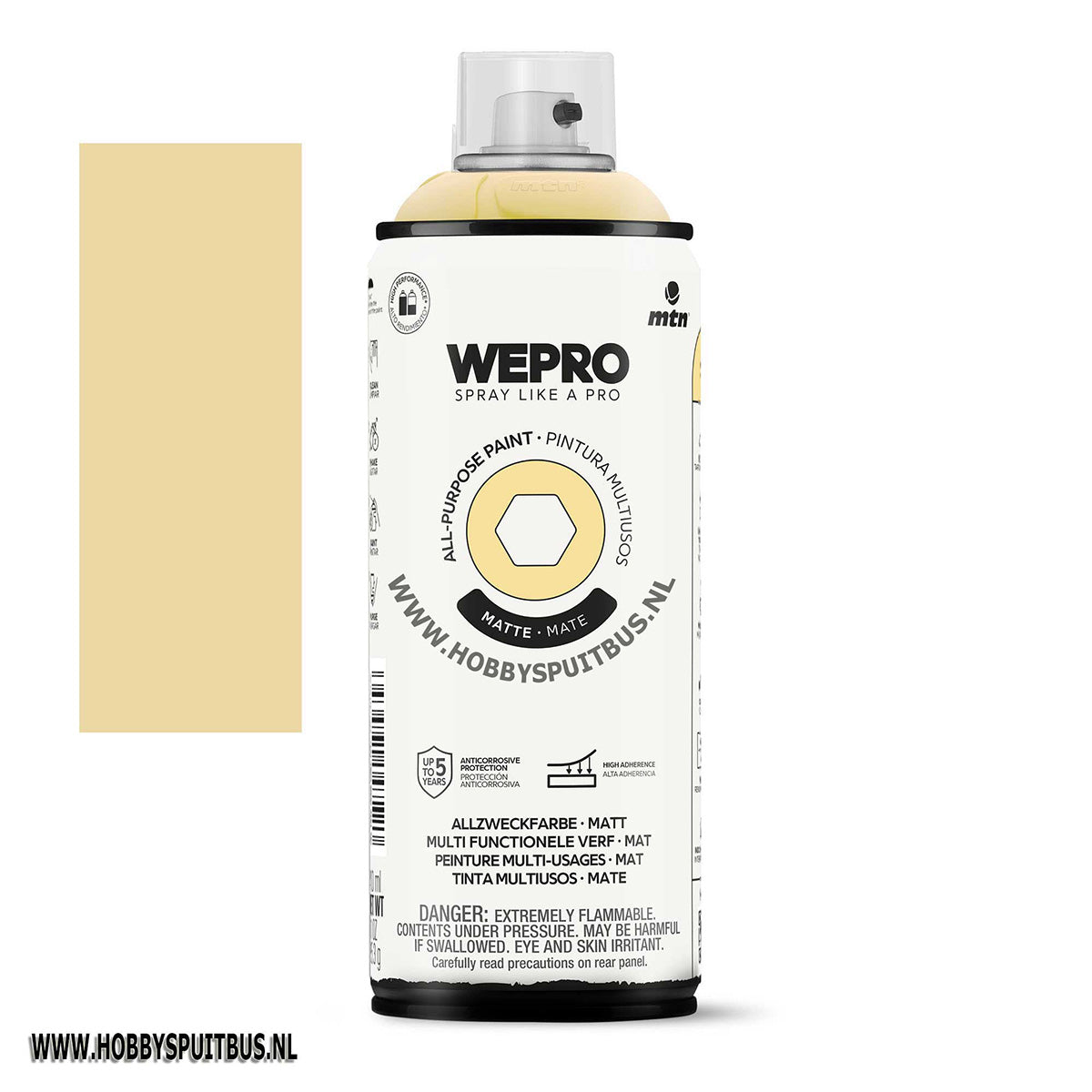 Spuitbus Vanille beige geel mat 400 ml