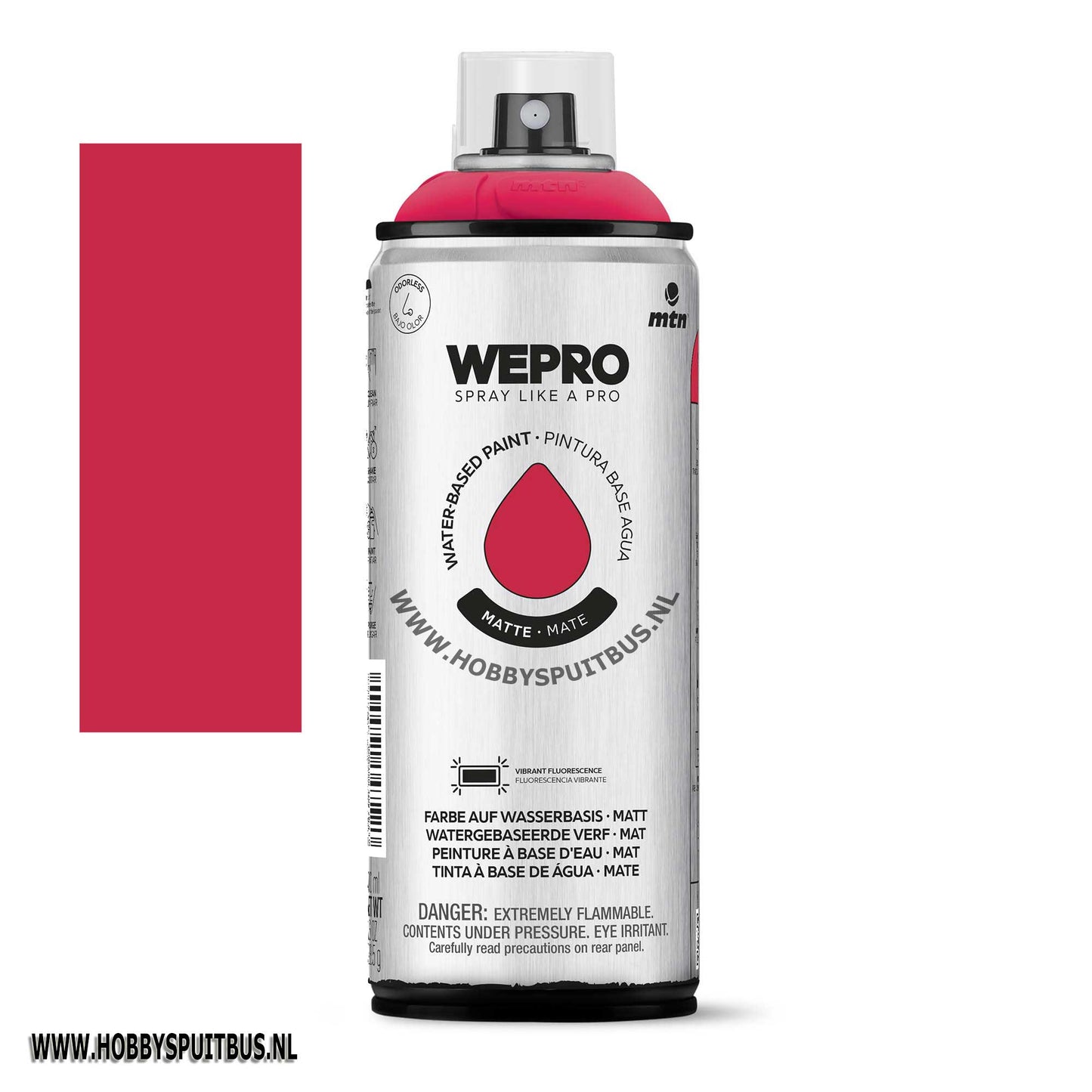 Spuitbus Waterbasis Fluor Rood Mat MTN WEPRO