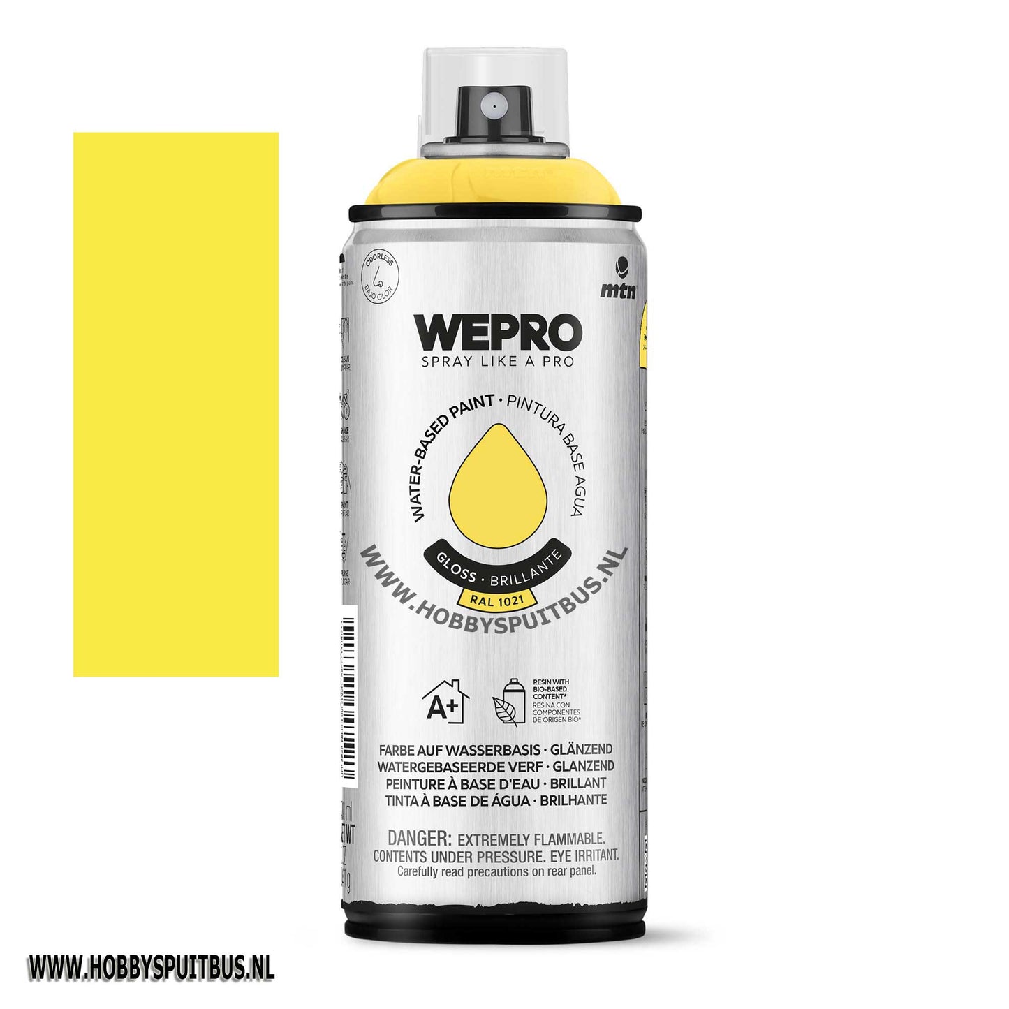 Spuitbus Waterbasis Ral 1021 Kadmium Geel Gloss MTN WEPRO