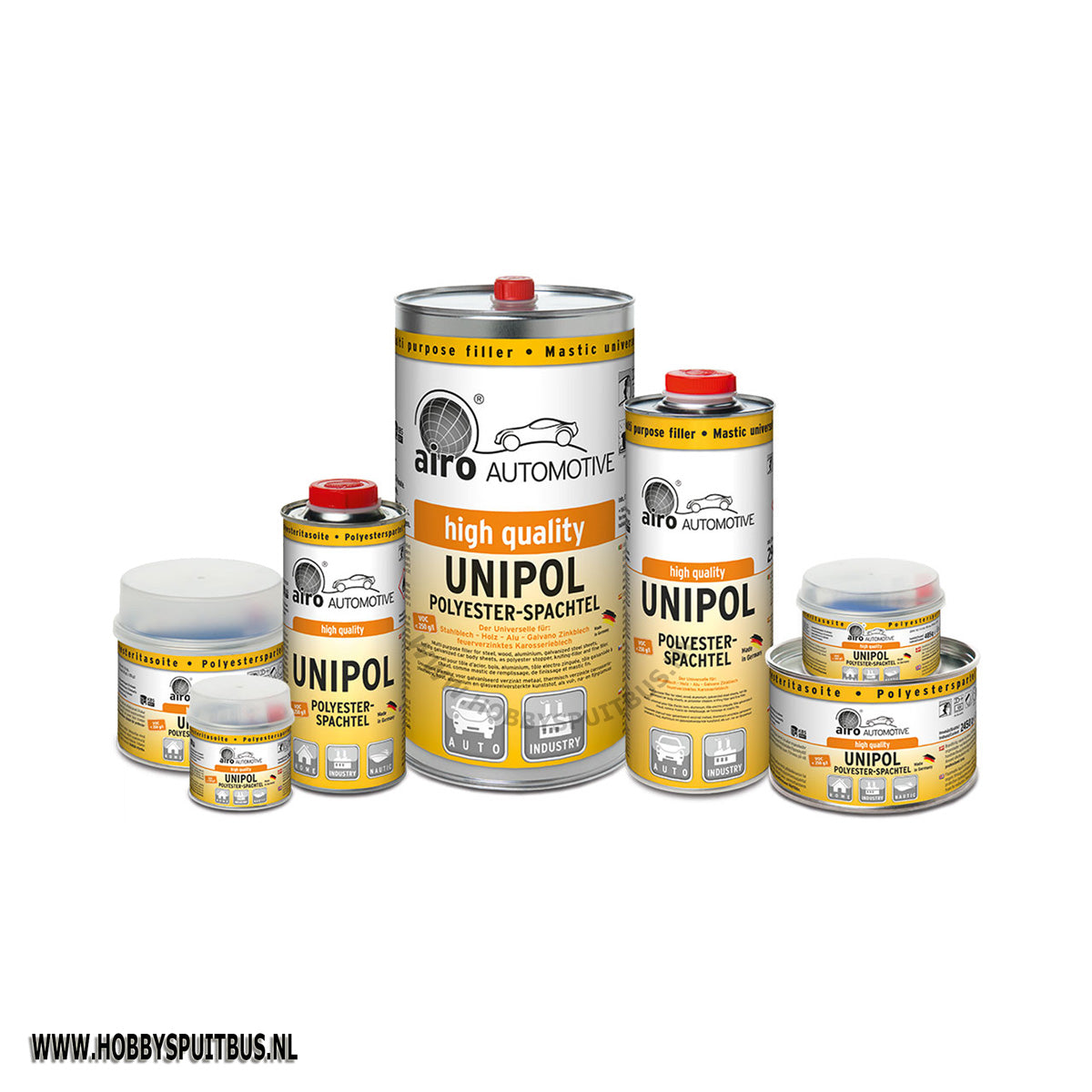Unipol van Airo, universele 2 komponenten plamuur, levering is inclusief verharder