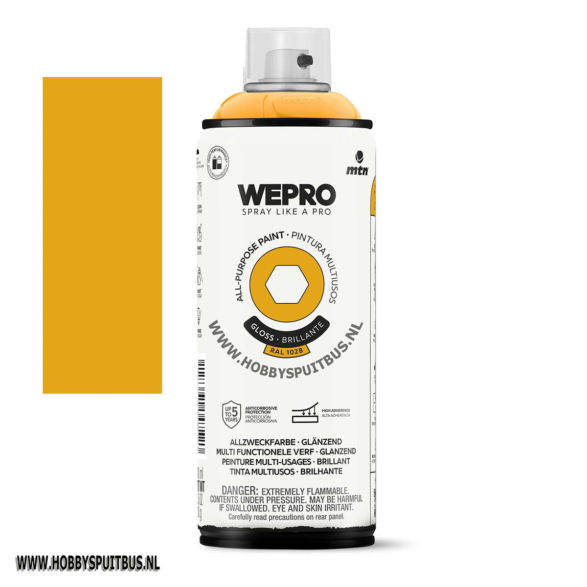 Spuitbus Ral 1028 Meloen geel gloss 400 ml