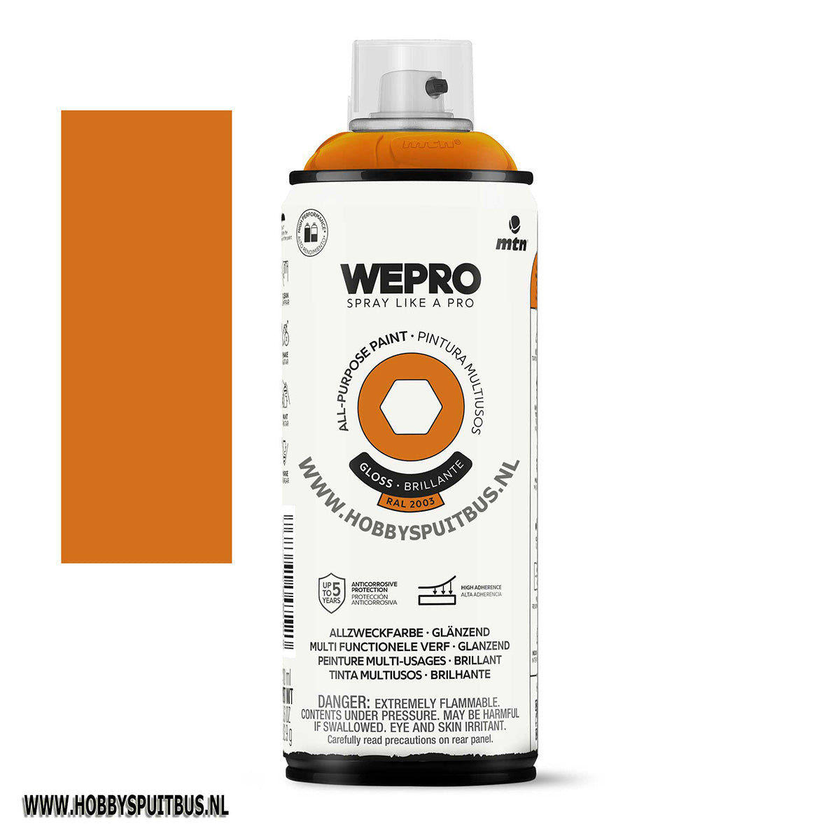Spuitbus Ral 2003 oranje 400 ml gloss