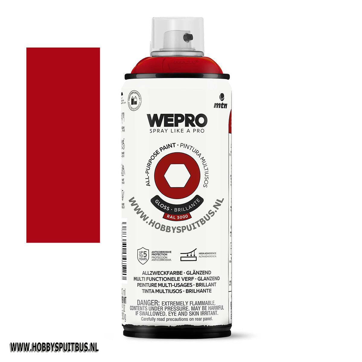 Spuitbus Ral 3000 vuurrood 400 ml gloss