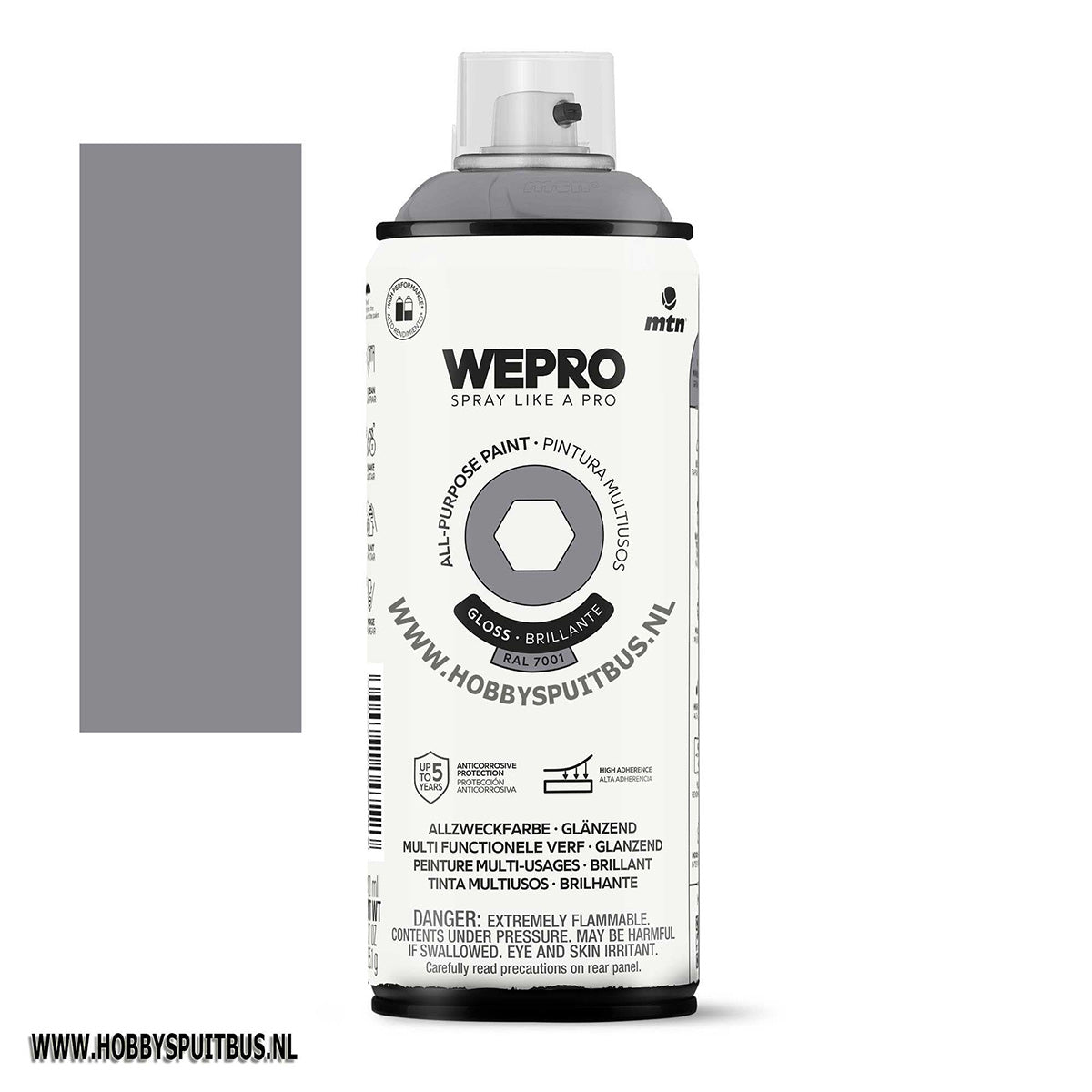 Spuitbus Ral 7001 Grijs 400 ml Glossy