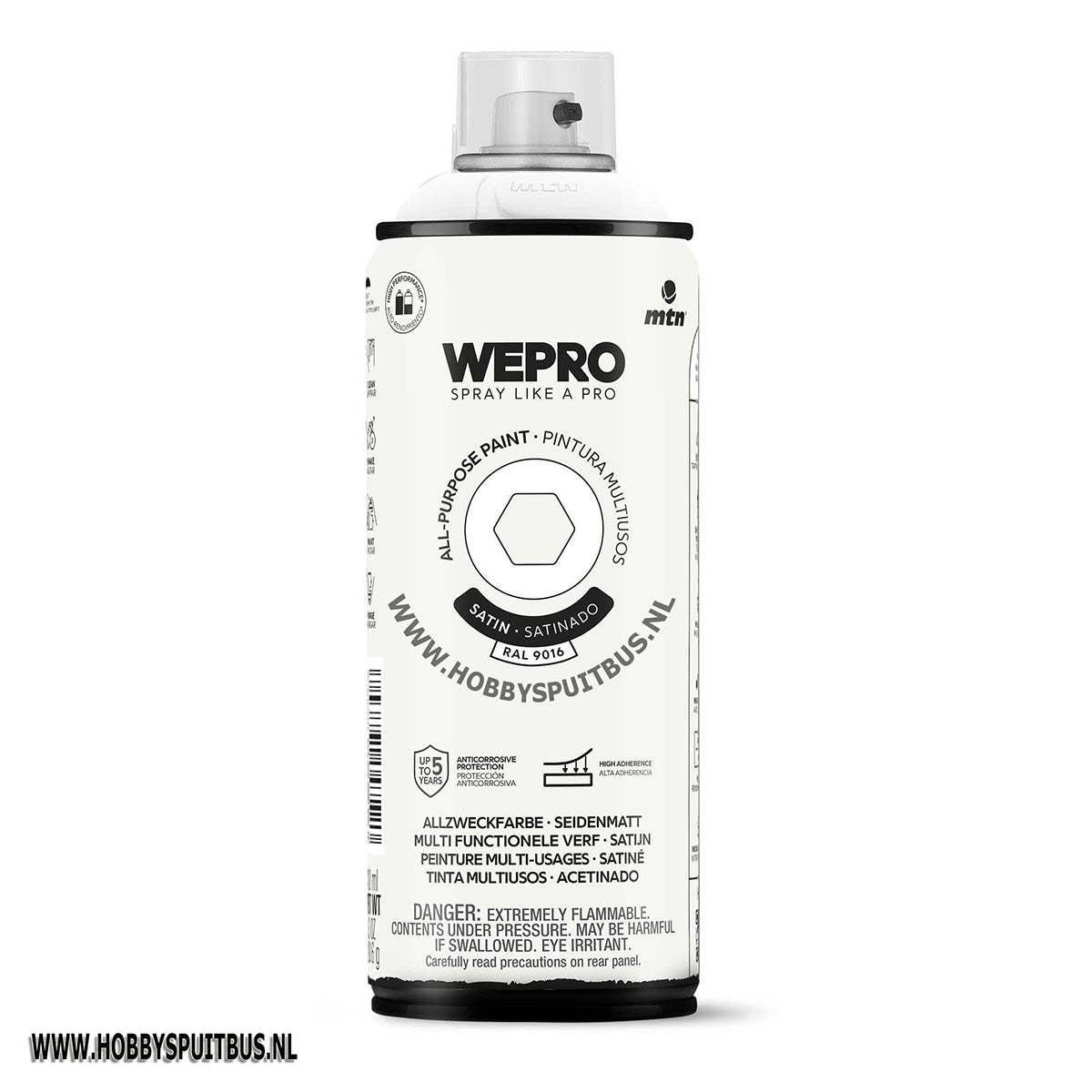 Spuitbus Ral 9016 Satin MTN WEPRO 400 ml