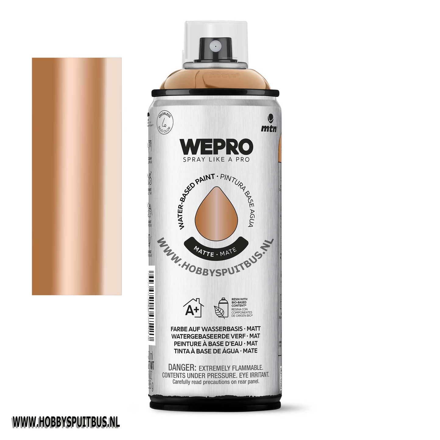 Spuitbus Waterbasis Koper metallic Mat MTN WEPRO