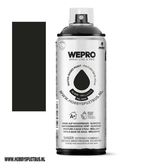 Spuitbus Waterbasis Ral 9005 diepzwart MTN WEPRO