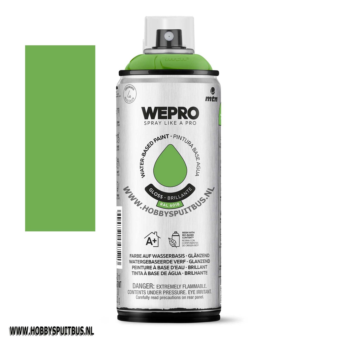 Spuitbus Waterbasis Ral 6018 Geelgroen gloss MTN WEPRO