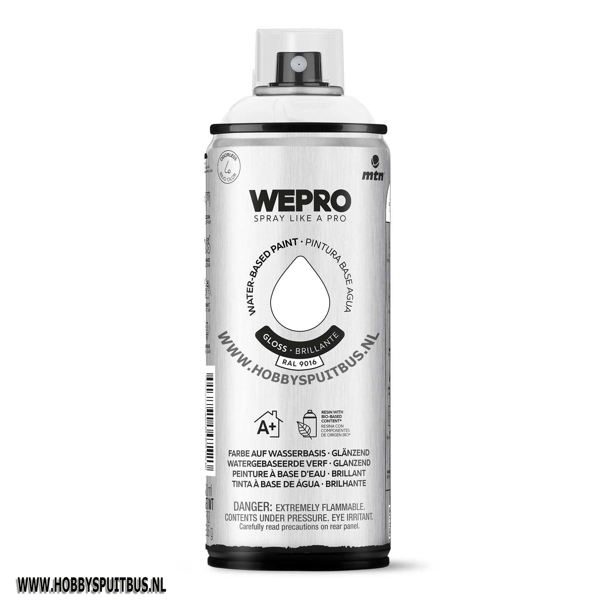 Spuitbus Waterbasis Ral 9016 Verkeers wit gloss MTN WEPRO