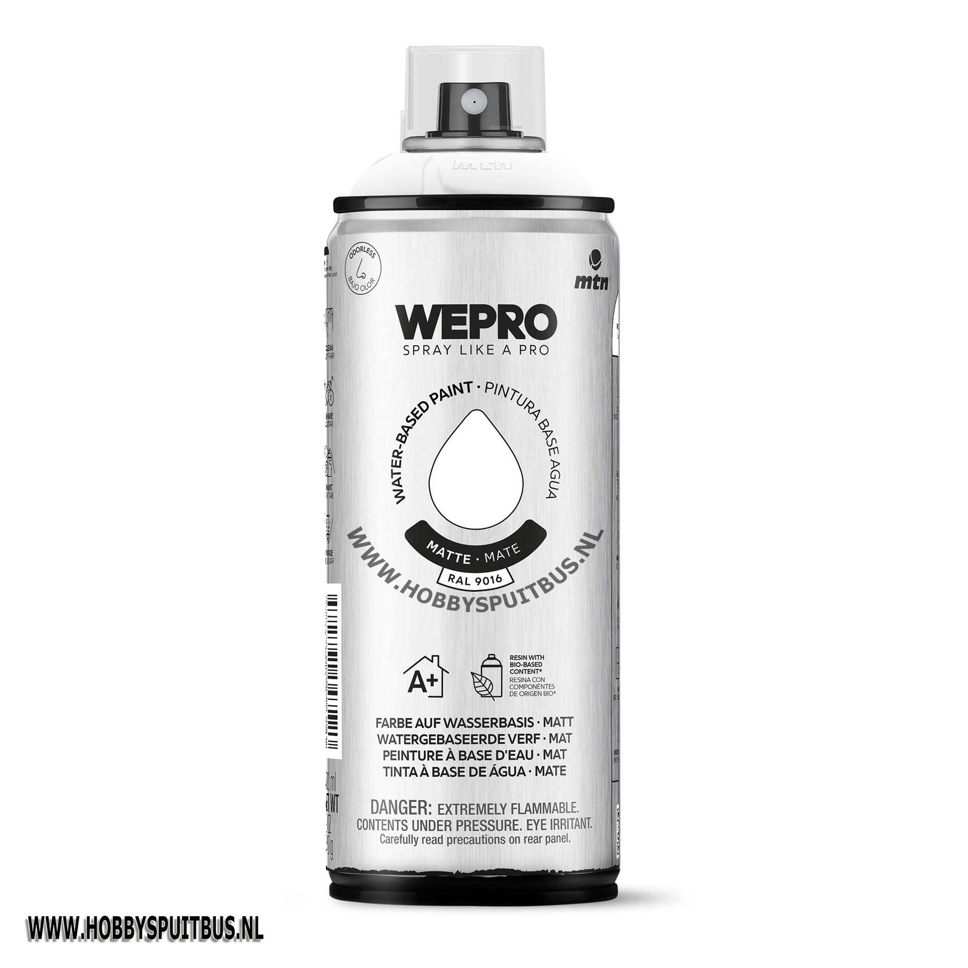 Spuitbus Waterbasis Ral 9016 Verkeers wit Mat MTN WEPRO