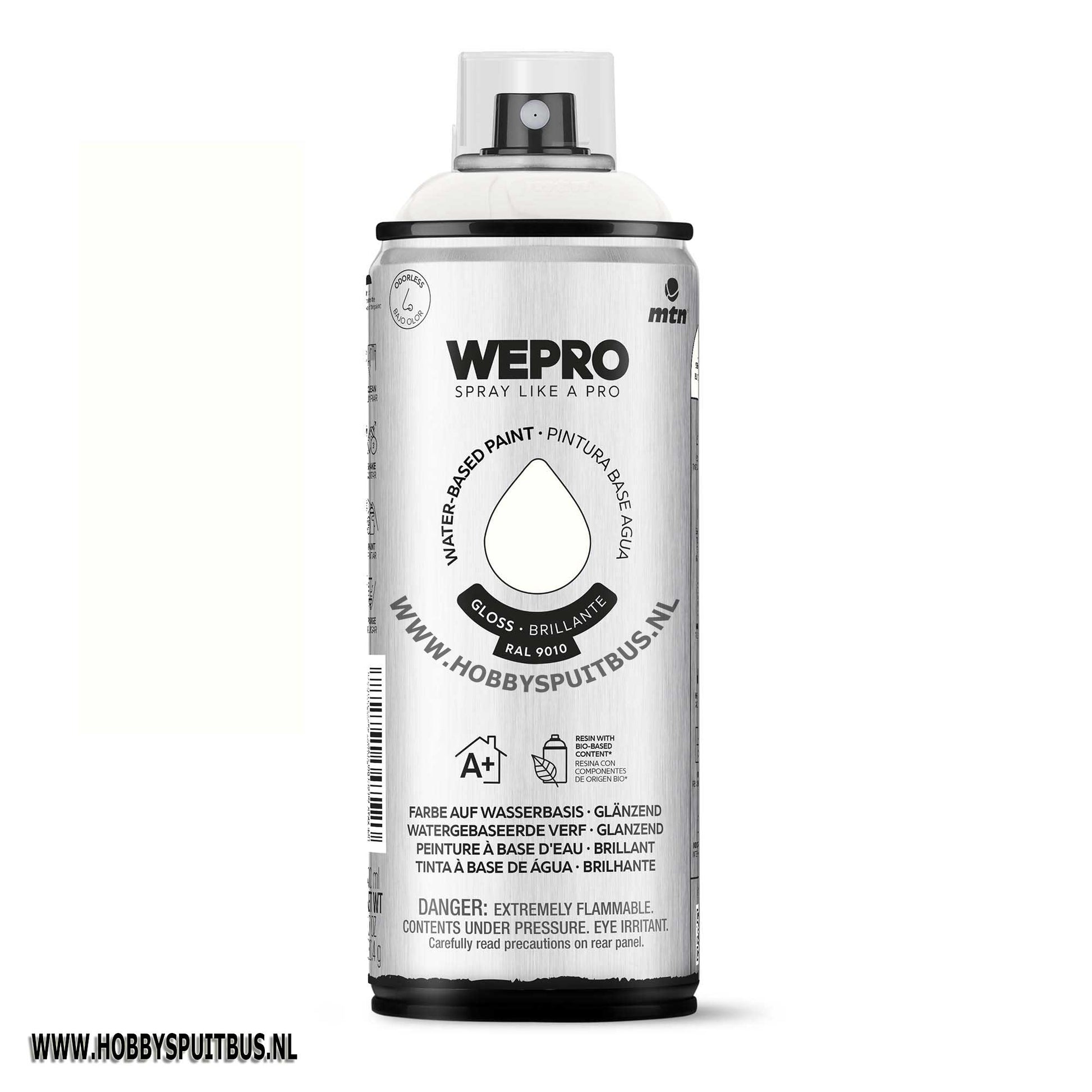 Spuitbus Waterbasis Ral 9010 White Gloss MTN WEPRO